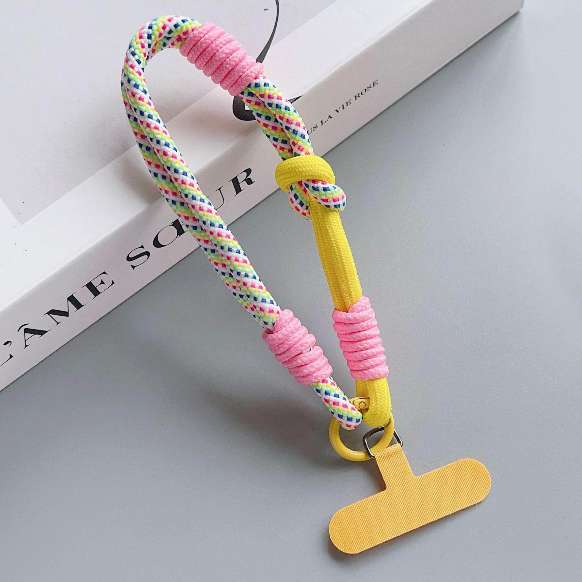 

Color Block Handmade Woven Phone Charm Lanyard - Trendy, Simple Style