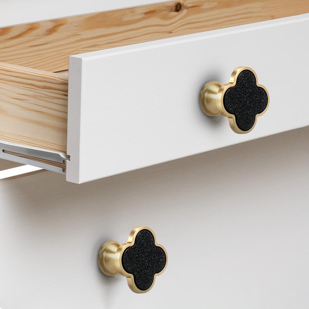 4 Pcs Cabinet Knobs Zinc Alloy Dresser Knobs Elegant Clover Drawer Knobs and Pulls