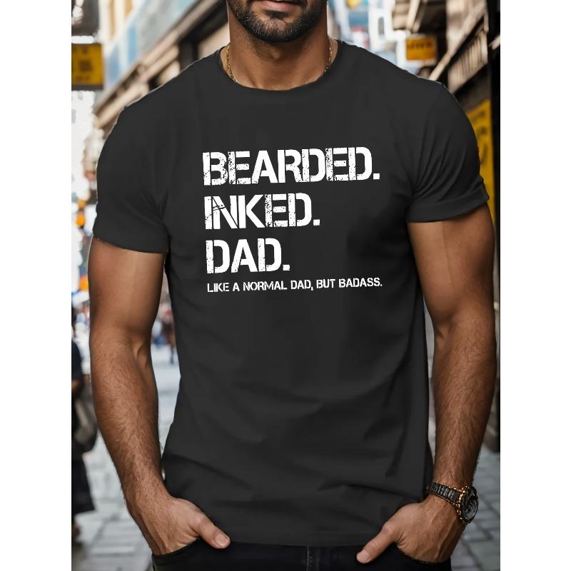 

Bearded Inked Dad Graphic Tee - Men s Casual Short Sleeve T-Shirts for Summer - Fun Dad Gifts, Unique Tees for Father s Day, Birthday, or Any Occasion 4XL чорний