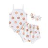 Baby Girl Summer Clothes Floral Print Sleeveless Romper and Ruffle Shorts Headband Set 3PCS Outfits 0-18 Months