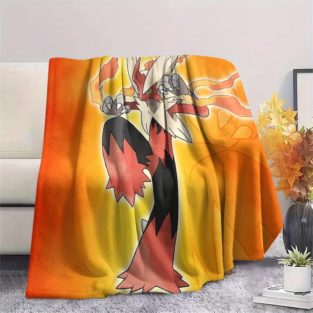 Blaziken Print Flannel Blanket, High Quality Comfortable for All Seasons, Home Decor, Warmth and Comfort