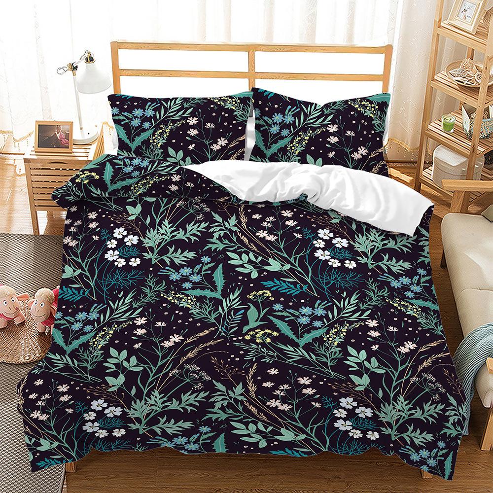 Botanical Leaves Floral Print Duvet Cover Queen King Size Bedding Set Soft Geometric Pattern Quilt Cover With 2 Pillowcases