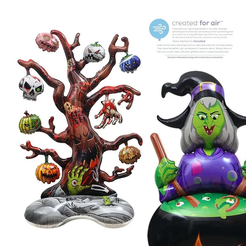 Giant Stand Halloween Foil Balloons Pumpkin Witch Ghost Inflatable Globos For Halloween Party Decoration Kids Favors Gift Toys