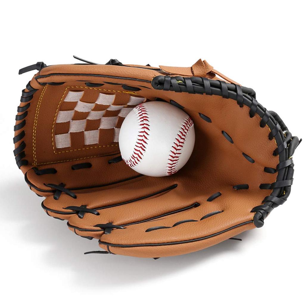 Zongsi Baseball Glove 9.5 Inches Softball Pitcher Catcher Kids Youth Adults Shock Absorption Left-Handed Brown