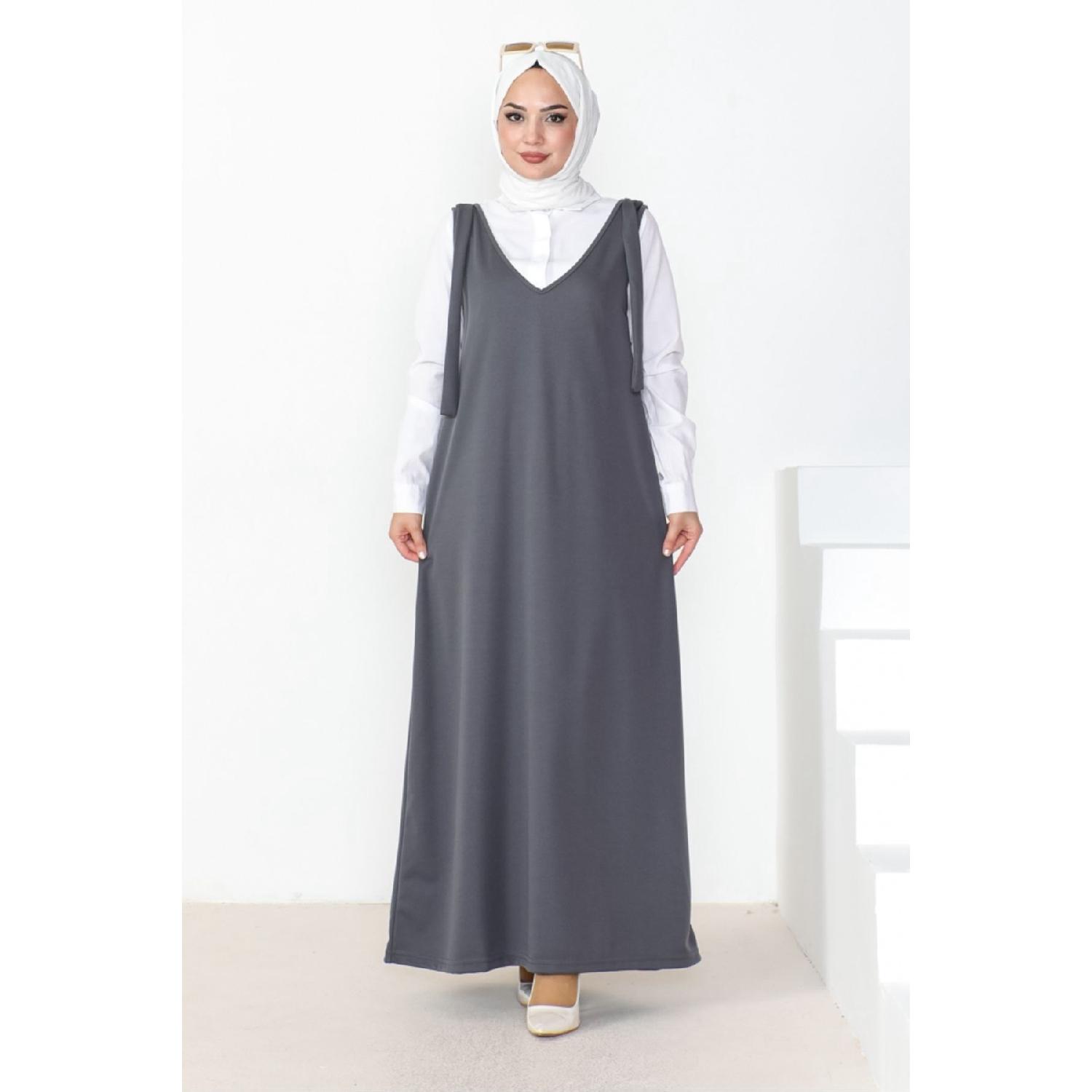 

V-neck Gilet Dress 1052 - Smoked 38 серый