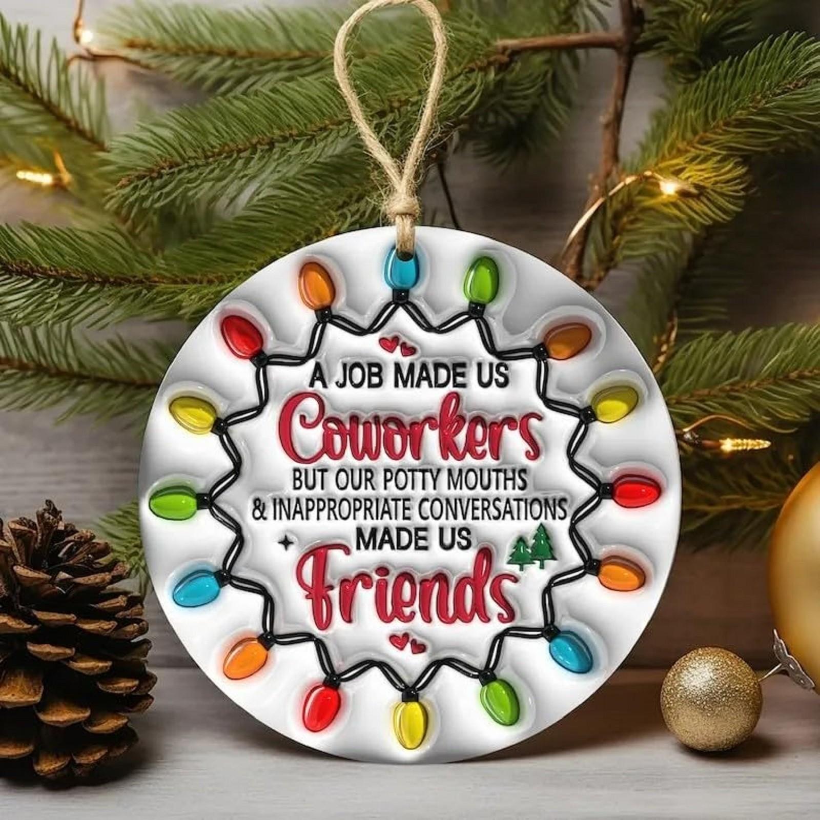 

Besties Christmas Round Ornament, Best Friends Round Christmas Ornament, Personalized Keepsake Gifts (We Are More Than Friends) One Size