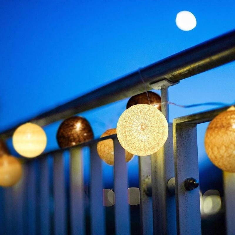 3M 20 LEDS Girlandy z bavlněných koulí Víla světla Řetěz Vánoční dekorace Venkovní zahradní světla Uliční girlandy Novoroční dárky