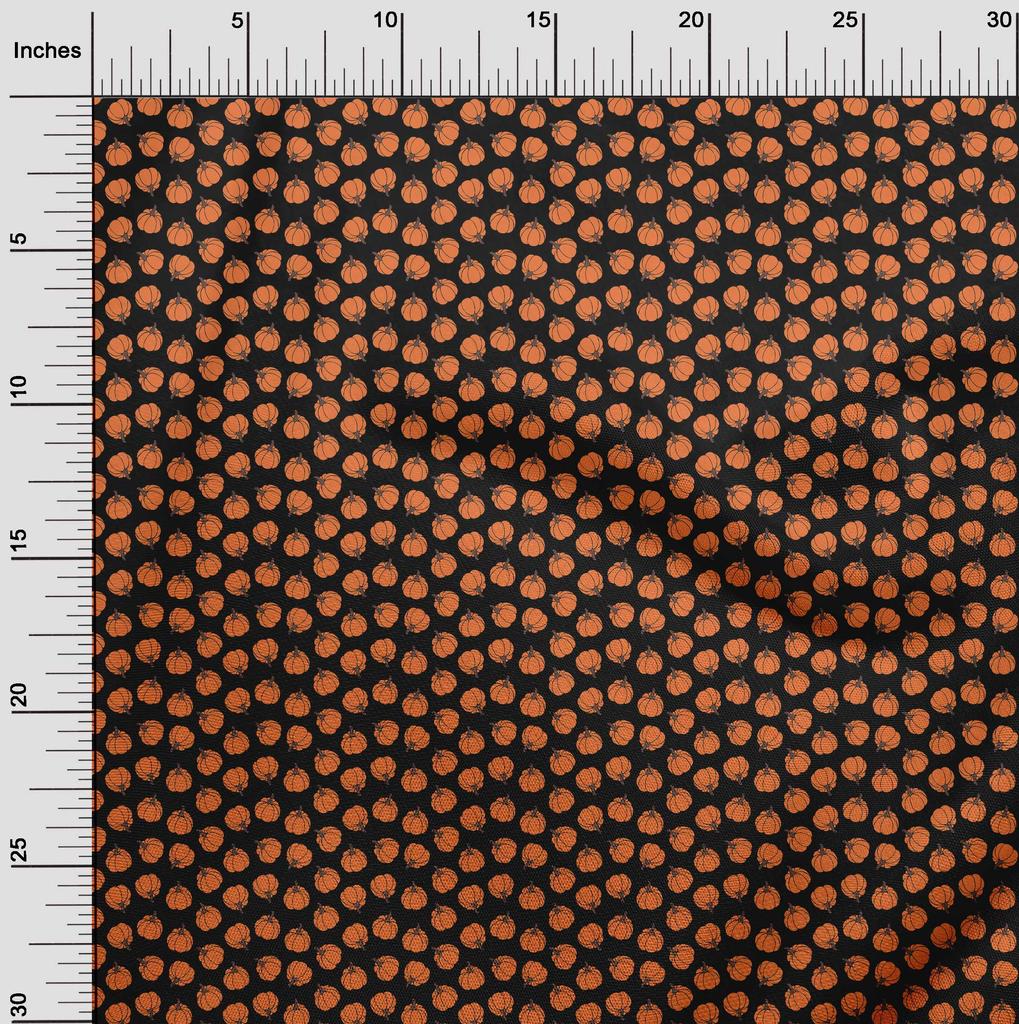 oneOone Cotton Flex Black Fabric Pumpkin Dress Material Fabric Print Fabric By The Yard 40 Inch