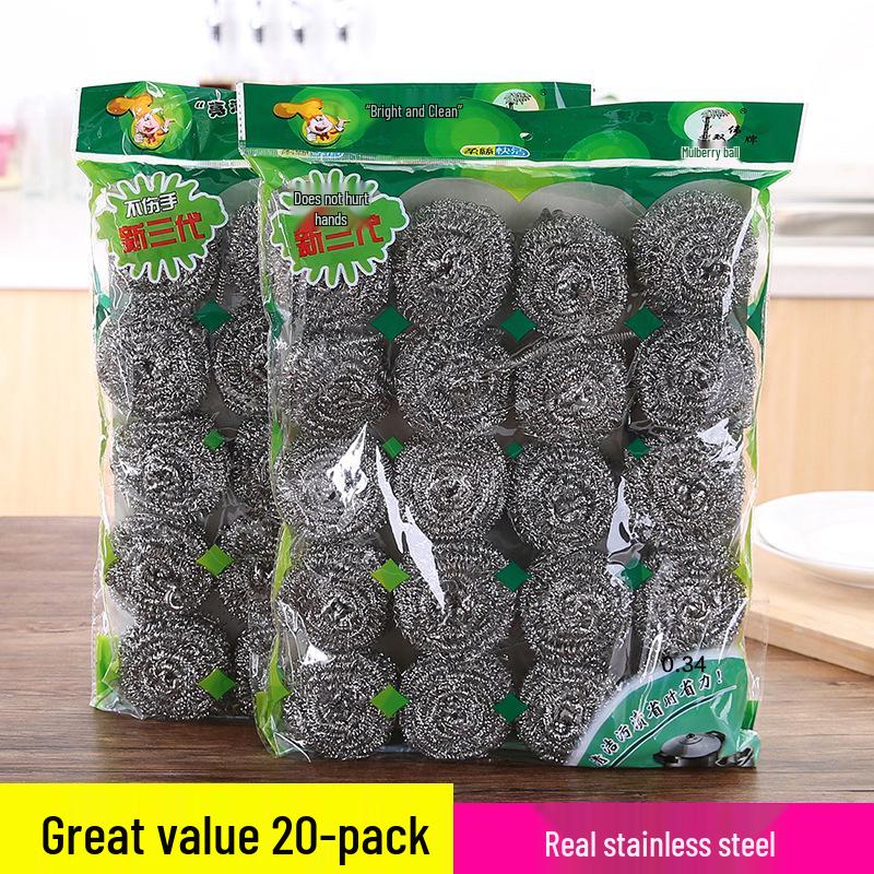 High Zinc Steel Wool Cleaning Balls - 20 Pack for Kitchen and Household Cleaning