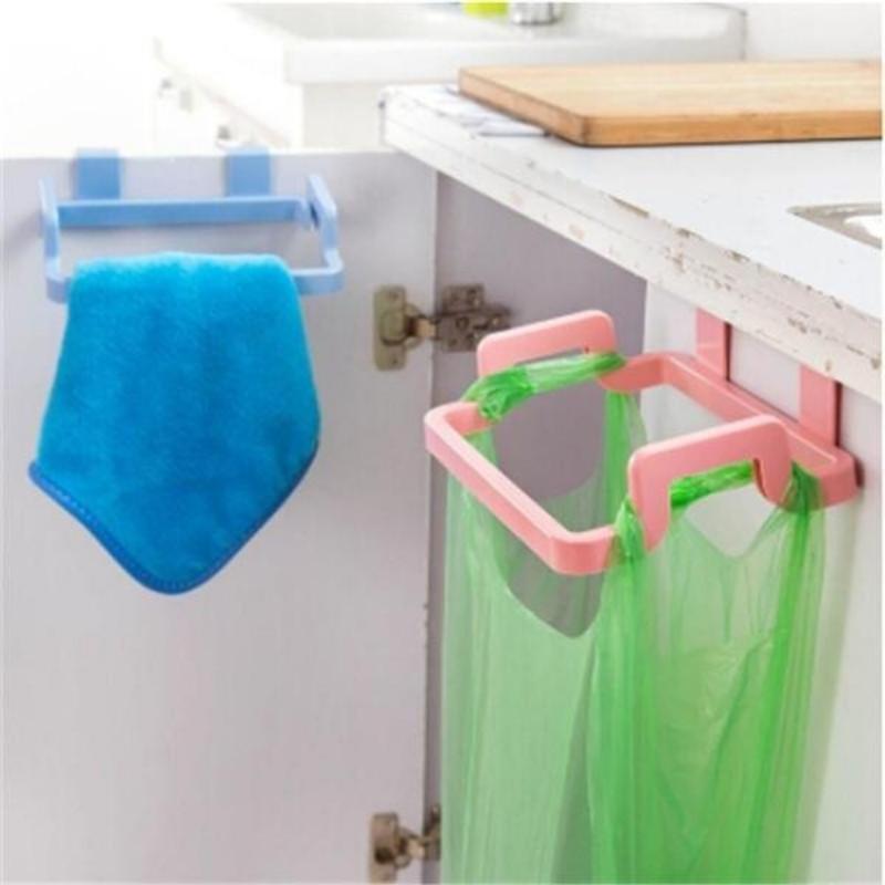 Plastic Trash Rack Storage with Dual Compartments for Easy Waste Separation, Hangs On Cupboard Door, Available In Multiple Colors