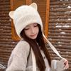 Cappello a Cuffia da Donna Carino con Orecchie da Gatto Autunno Inverno Caldo Cappello in Maglia Protezione per le Orecchie Cappellino Slim Fit