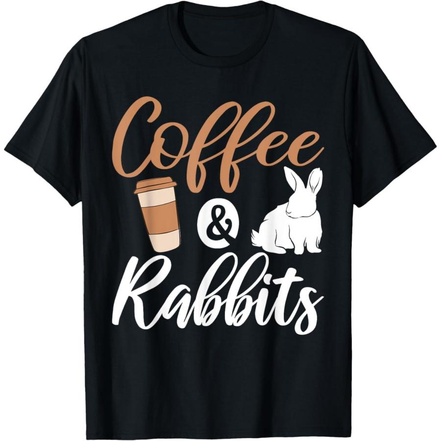 Coffee and Rabbits Cute Rabbit Lover T-Shirt XXXXXL чёрный