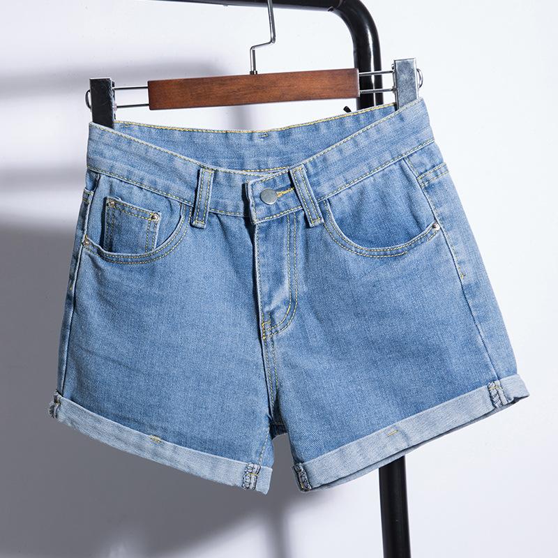 High-waisted Denim Shorts for Women In Summer Students Loose Curly Edges To Make Them Look Slim A-line Wide-leg Pants Korean Version