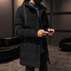 Outono inverno jaqueta masculina algodão acolchoado com capuz manga longa cordão blusão de comprimento médio para uso diário