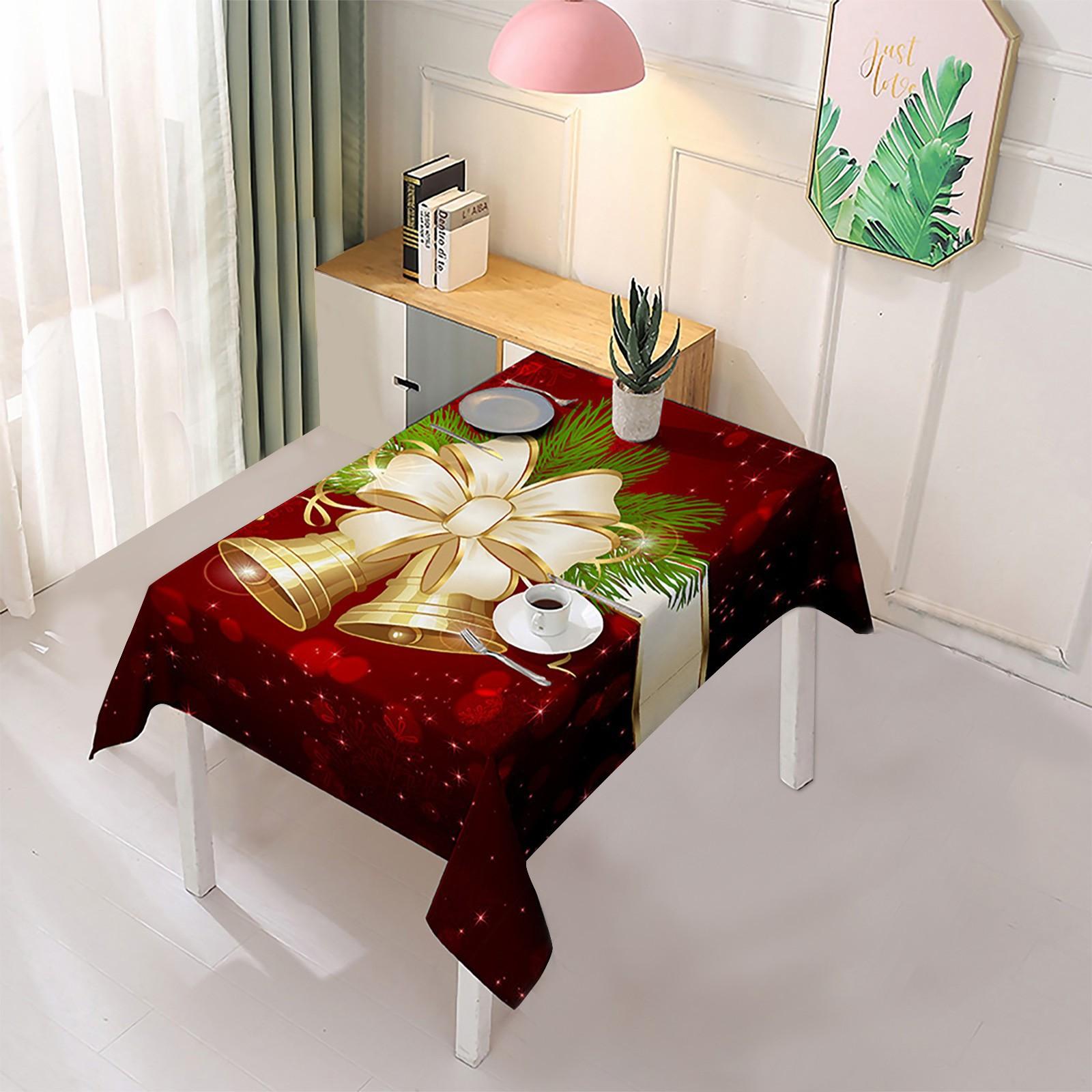 

Christmas Tablecloth Print Rectangle Table Cover Set Holiday Party Home Decor 140*180cm