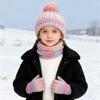 3Pcs/Set Kid Hat Scarf Gloves Set Rainbow Color Plush Ball Decor Knitted Hat Windproof Scarf Gloves Set Winter Accessories