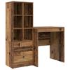 Desk with Drawers and Shelf 2 Pcs Reclaimed Wood Look