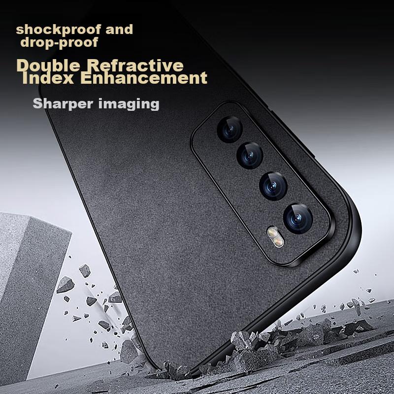 Huawei Nova 7 Phone Case, Nova 7 Protective Cover, Shockproof, Full Lens Protection, Soft, Simple Silicone Outer Case, WoAnd Leather Case, Black