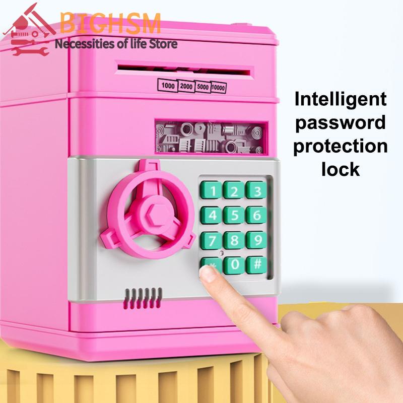 *Electronic Piggy Bank Automatic Mini Safe Coins Cash Saving Money Box Password Counter Code Key Lock Coin Bank ATM Child Gift