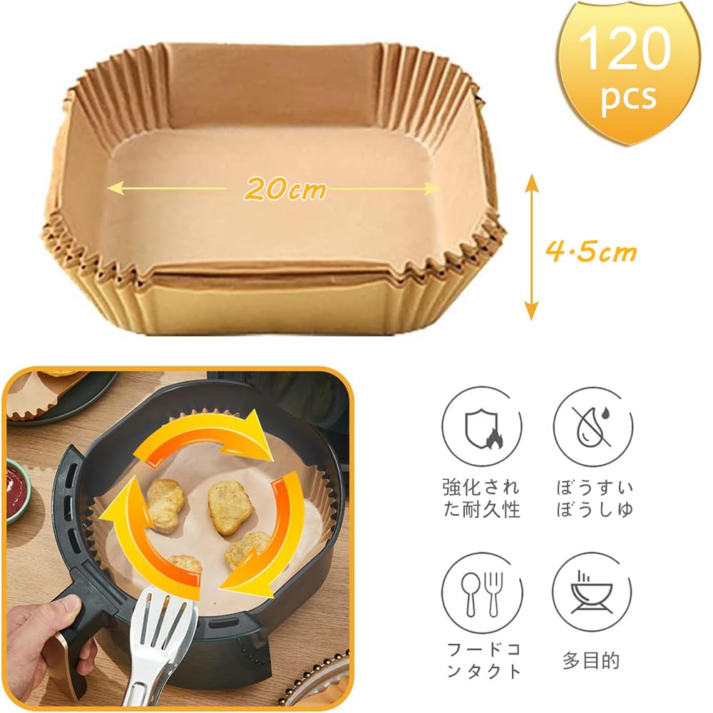 Selinear Horkovzdušná fritéza Sada jednorázových vzduchových ohřívačů oleje na vodu tempura olej na vaření silikonový olej vhodný do mikrovlnné trouby čtvercový papír, 120, fritéza,