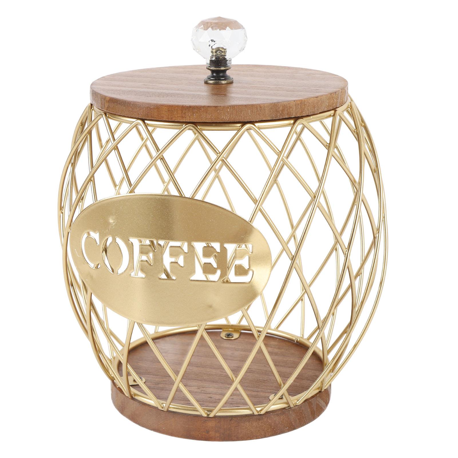 Coffee Capsule Holder Fruit Shaped Stylish Coffee Pod Storage with Wooden Base Lid Home Decor