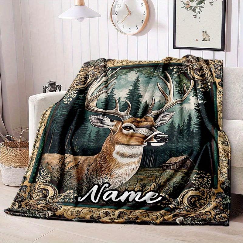 Deer Customize Your Name Blanket Warm Comfortable And Soft Blankets Are Suitable For Home Chairs Office Sofas Sofas Office Camping And Gifts For