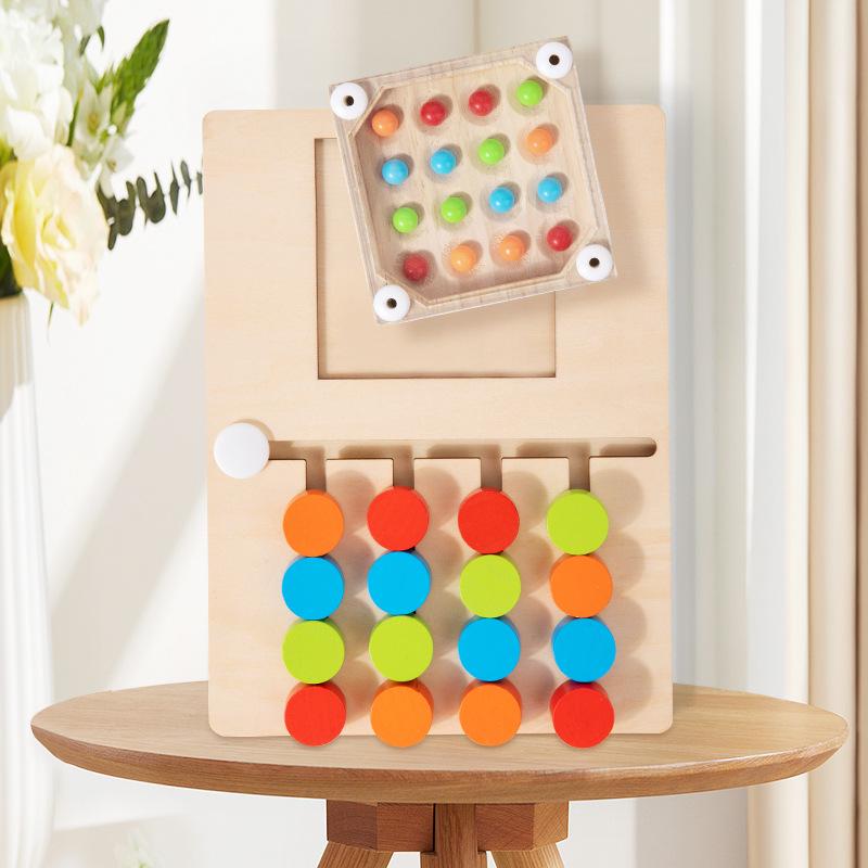 Double-Sided Montessori Wooden Ball Game for Early Logical Thinking and Color Recognition
