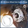 Car Wheel Hub Centric Rings OD 69.1mm To ID 63.4mm Wheels Center Shaft Shock Absorbing Hubrings Aluminum Alloy Silver Tone Durable