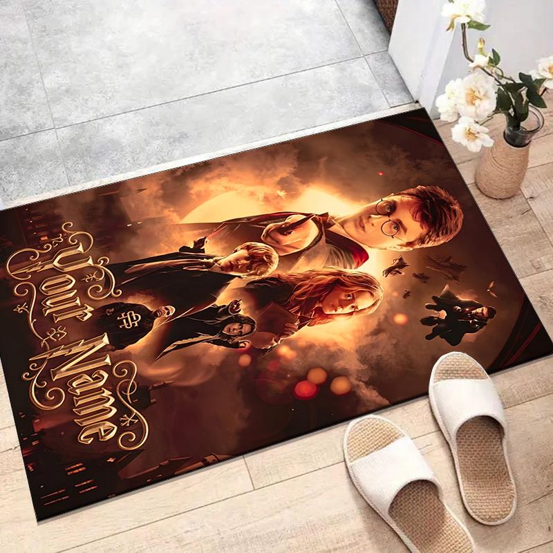 Hogwarts Design Area Rug Personalized Name- Non-Slip, Soft & Cozy Floor Mat for Living Room, Office - Indoor/Outdoor Carpet