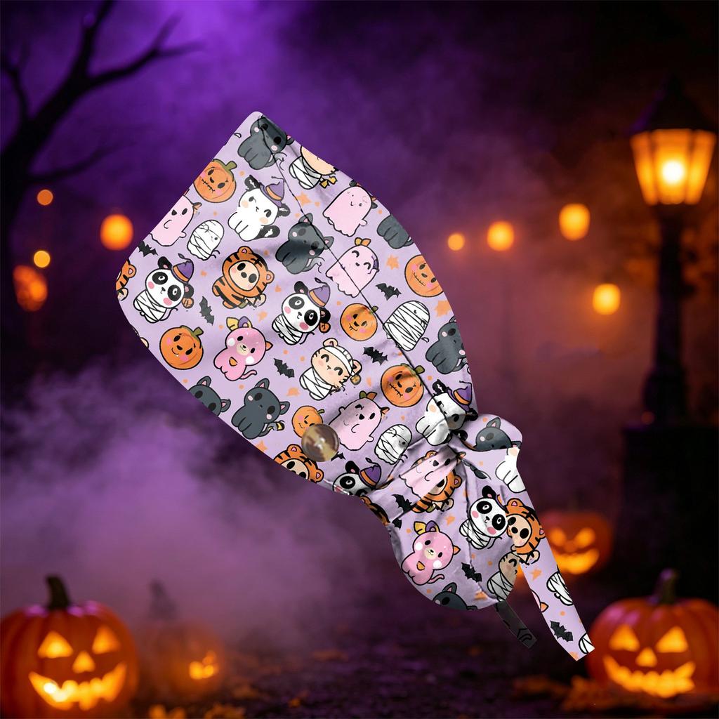 Women's Halloween Print Ponytail - Fashion Work Hat for, Salon and Hair Washing