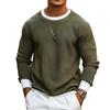 Men's Casual Colorblock Round Neck Pullover Fake Two-piece Long-sleeved Top