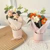 Handmade Crochet Flower Bouquet | Pink Vase, Crocheted Flowers, Fabric, Wrapping Paper & Ribbon | Perfect for Mother’s Day