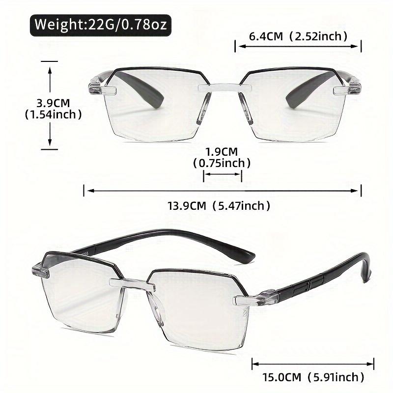 3 Stück Rahmenlose Lesebrillen - Komfortables und leichtes Design, Rechteckige elegante randlose Lesebrillen, +1,0 bis +4,0