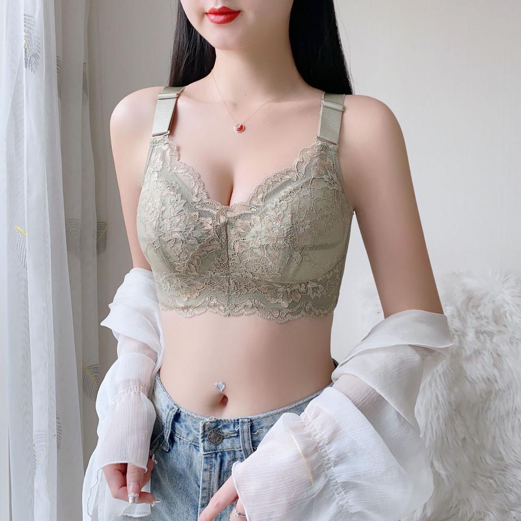 Summer Bra Women's Thin Bra Women's Underwire Bra Gathered Chest Gathered Accessory Bra Plus Size Bra