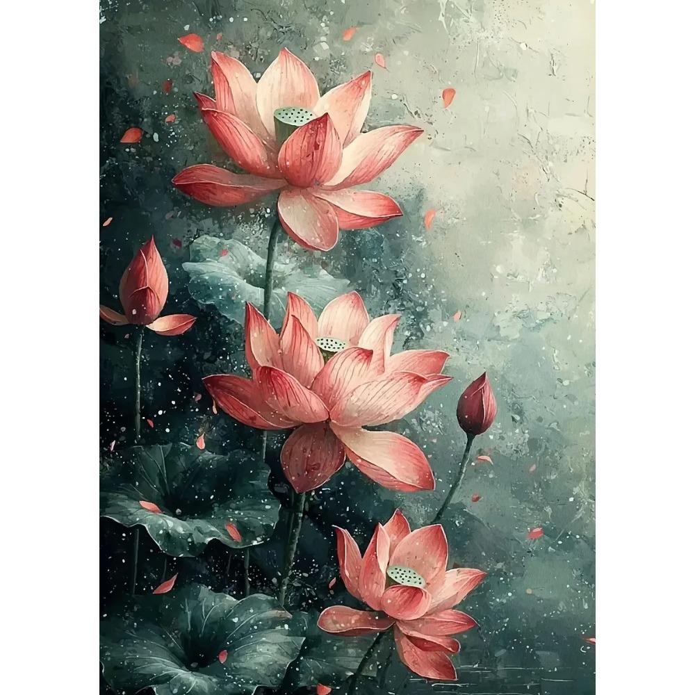 Serenity Lotus Pond Posters Beautiful Lotus Flower Lagical Modern Leaf Prints Canvas Wall Art Pictures Home Living Room Decor