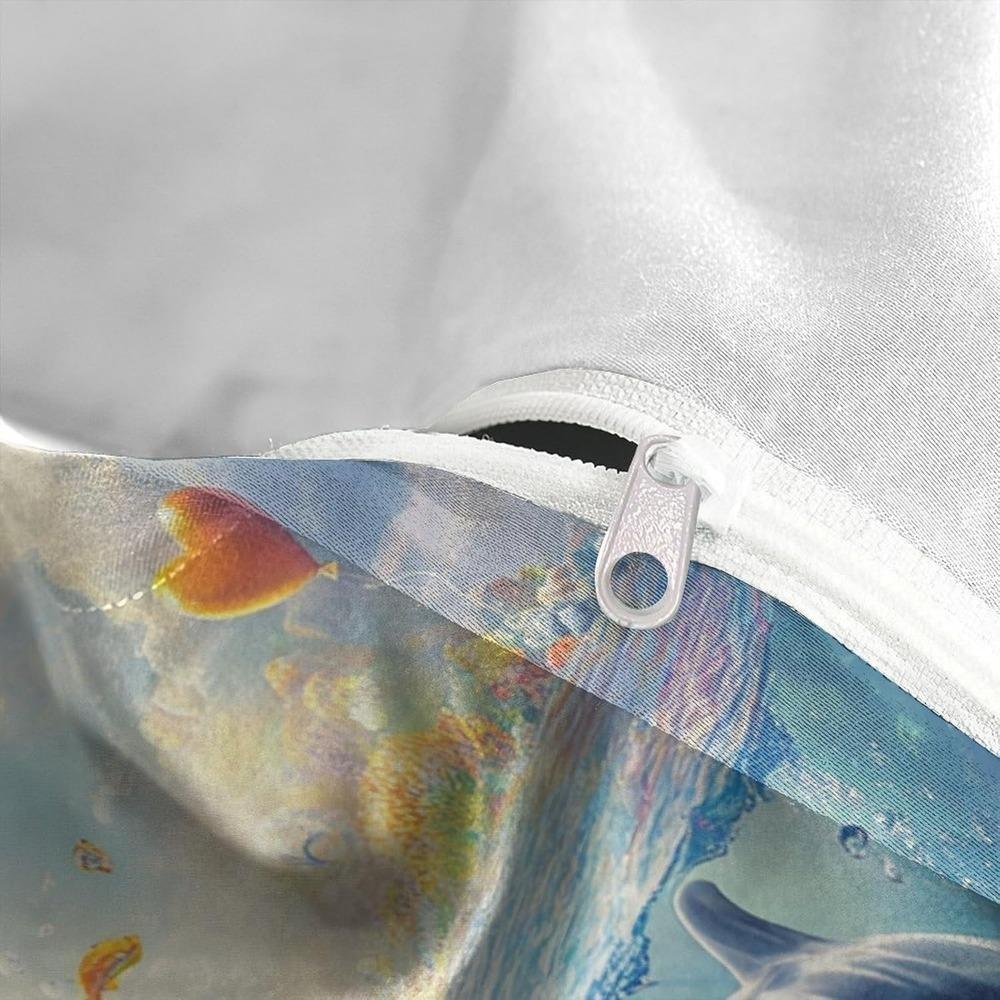 CartoonDolphin  Motif Bed Linen,Microfibre Bedding Sets, Children's Bed Linen  for Teenagers  adult  3-Piece Duvet Cover