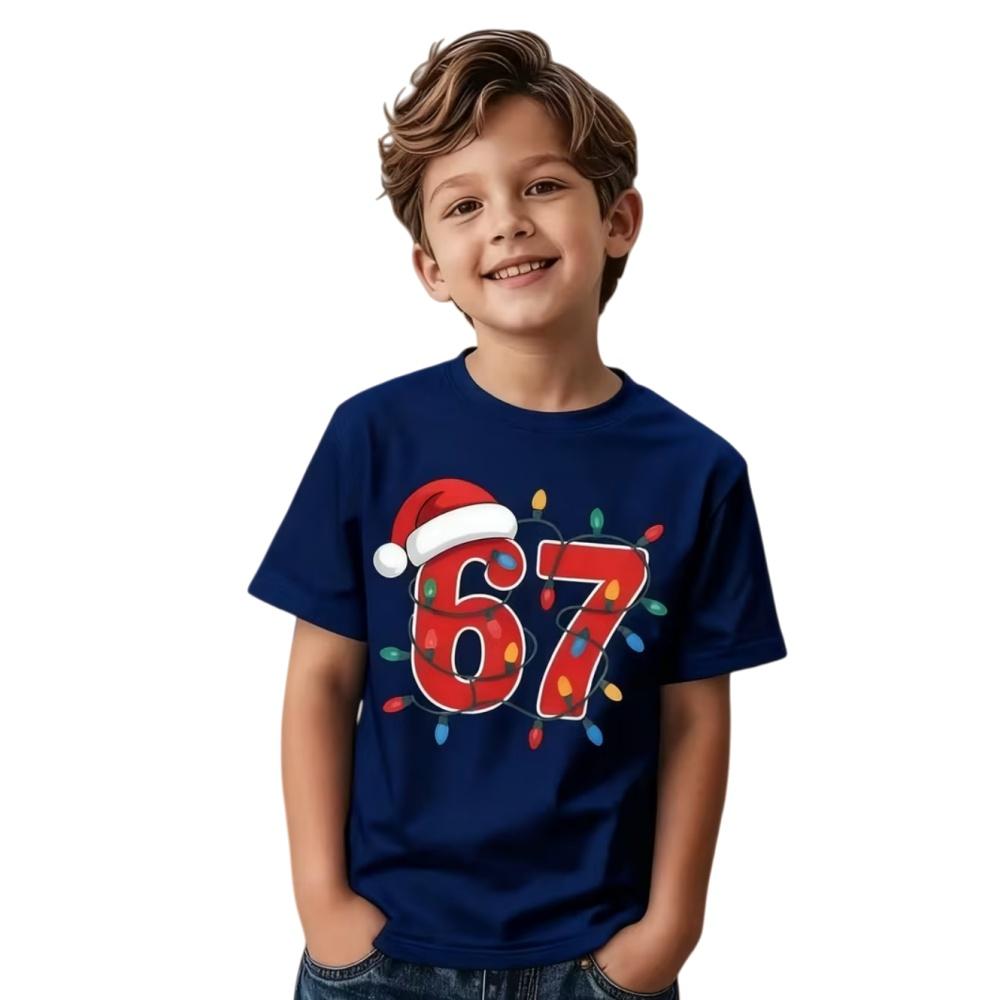 Fun Six Seven 6 7 Meme Design T-Shirt for Kids Chaotic Humor Y2k Game Saying Tees Christmas Gift Top Fashion Children's Clothing