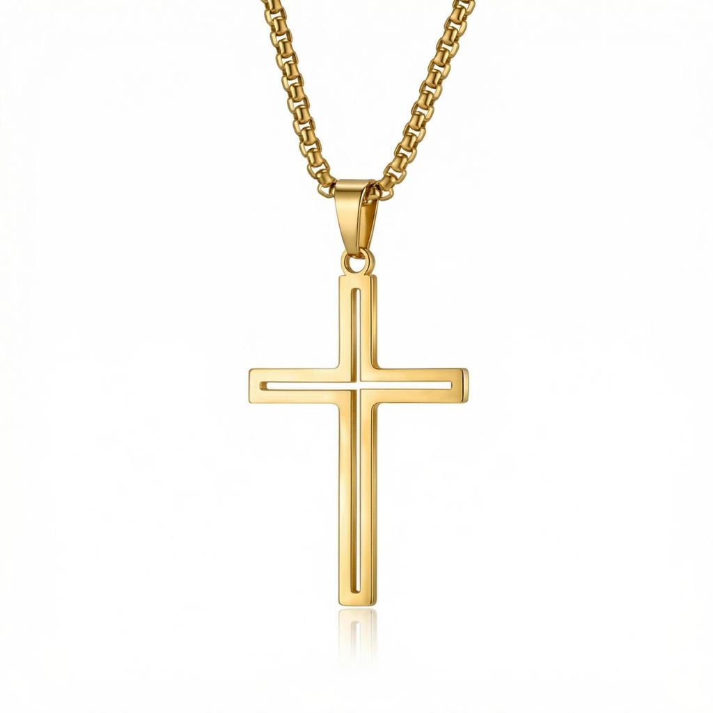 Minimalistisches Edelstahl-Kreuz-Halskette - Zeitgenössischer Stil