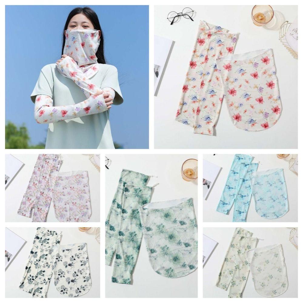 3pcs Quick Drying Ice Silk Sunscreen Sleeves Breathable Women Sunscreen Veil Sports