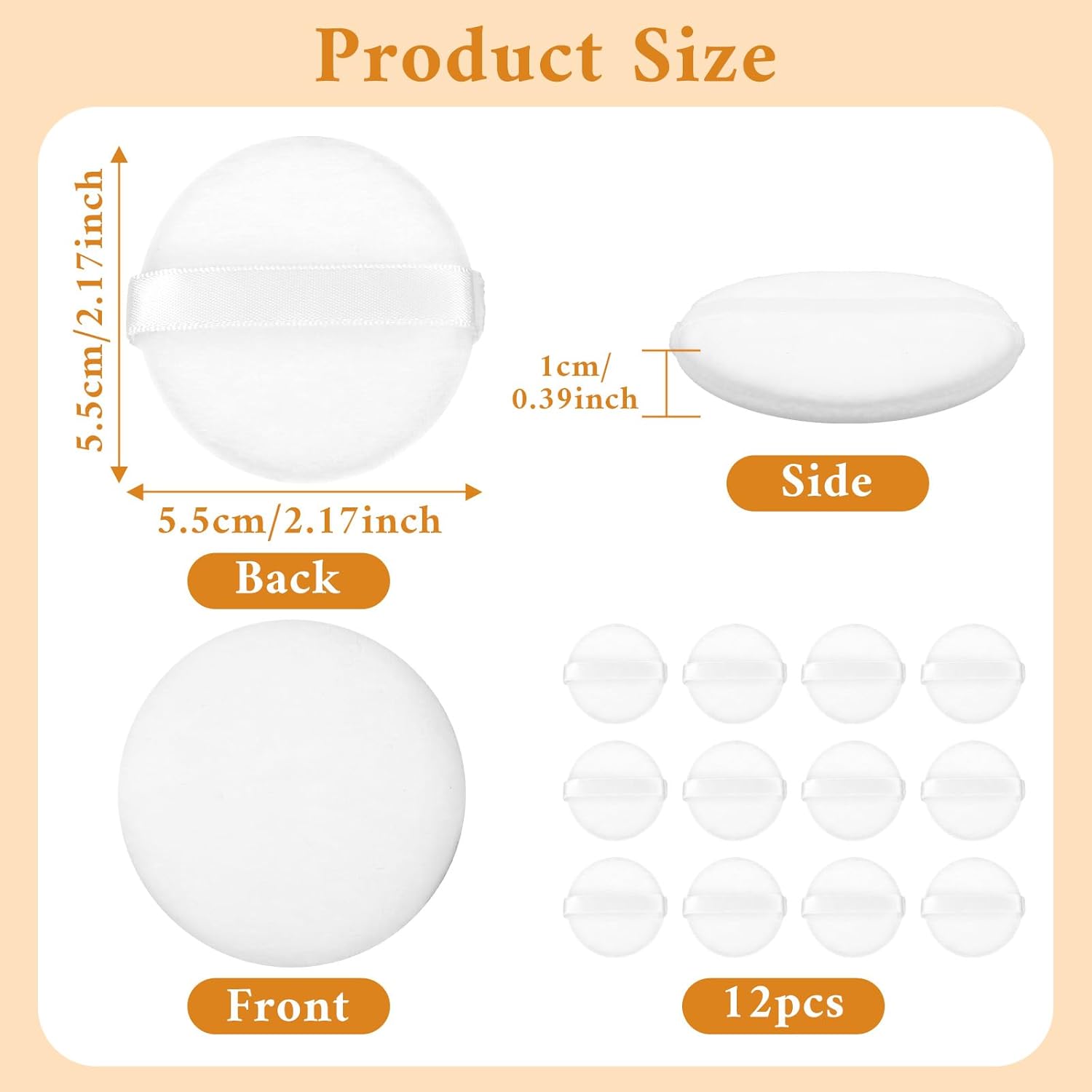 12Pcs White Makeup Puffs, 2 Inch Mini Round Setting Makeup Puffs Reusable Crystal Velvet Beauty Make up Tools for Loose Powders Liquid Foundation
