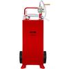 30 Gallon Fuel Caddy, Fuel Storage Tank on 2 Wheels, Portable Gas Caddy with Manuel Transfer Pump, Gasoline Diesel Fuel Container for Cars, Lawn
