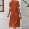 Fashion Loose Round Neck Short Sleeve Dress Pockets Solid Color Casual A-line Summer Dress Party Sweet Casual Simple Clothing