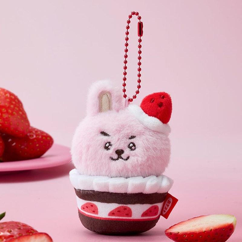 10cm Anime Cartoon Bt21 COOKY SHOOKY Plush Toy Creative Strawberry Cake Party Plush Toy Pendant Backpack Keychain Accessories