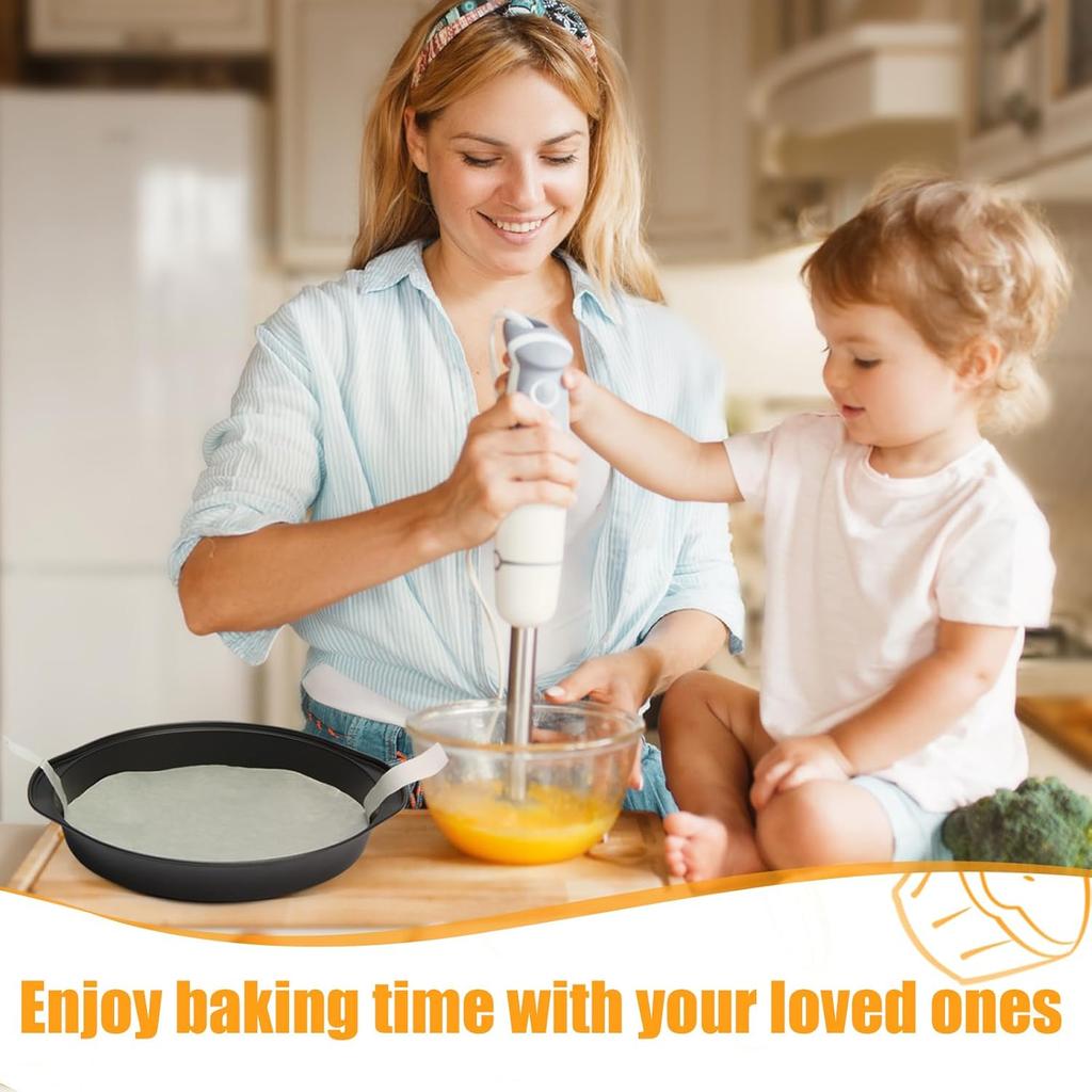 8in Round Cake Pan Carbon Steel Baking Tray with Handle Nonstick Heat-resistant Dish Pan Air Fryer Kitchen Airfryer Accessories