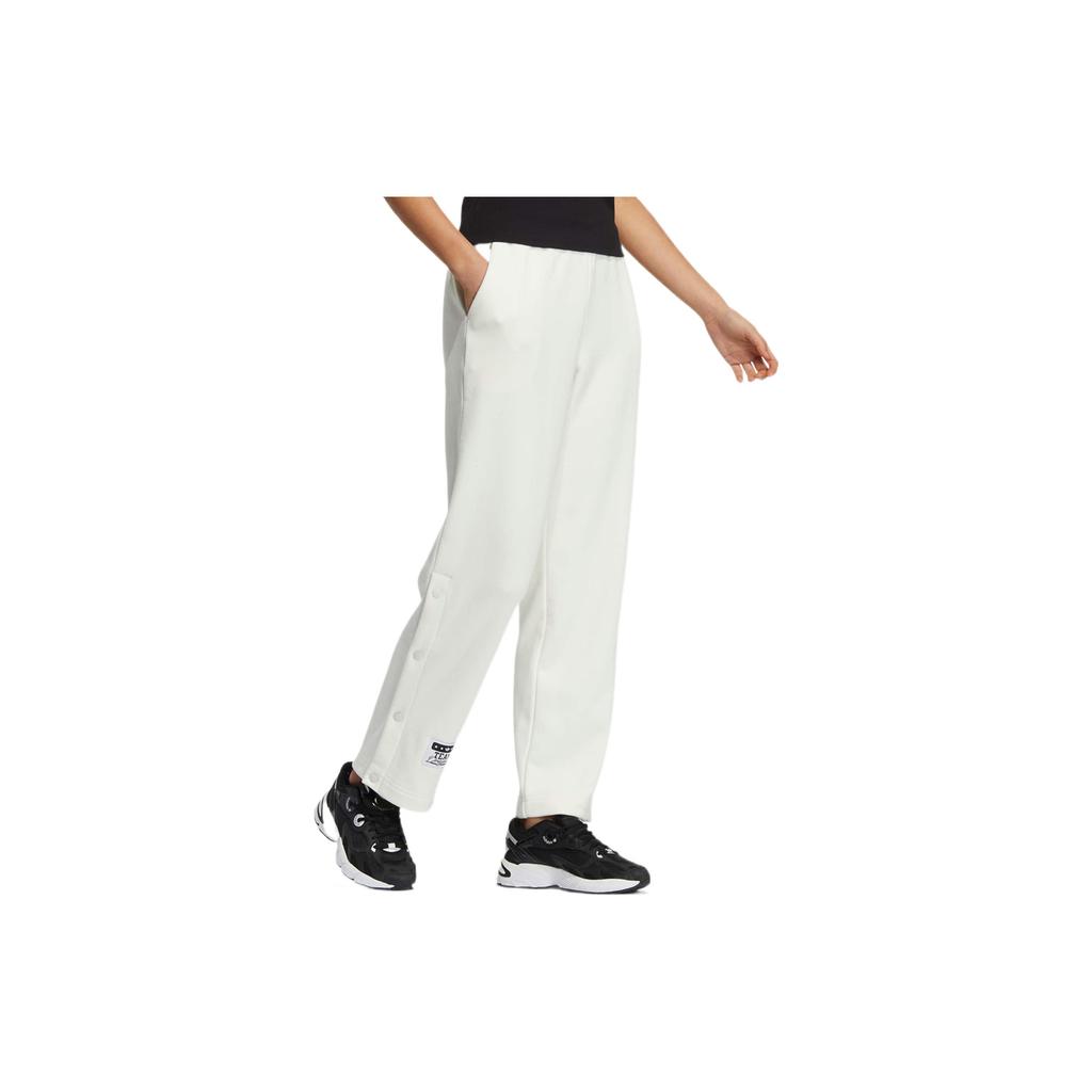 Adidas Originals Solid Color Printed Logo Straight Leg Elastic Waist Sports Pants Women Pants White HS9497