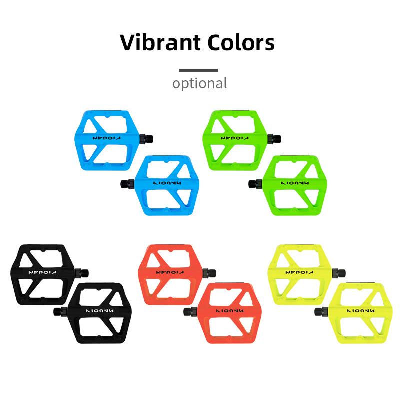 Bike Pedals Nylon Bearing 9/16" Non-Slip Flat Pedals Lightweight Wide Flat Platform Cycling Pedals for BMX Road MTB E-Bike