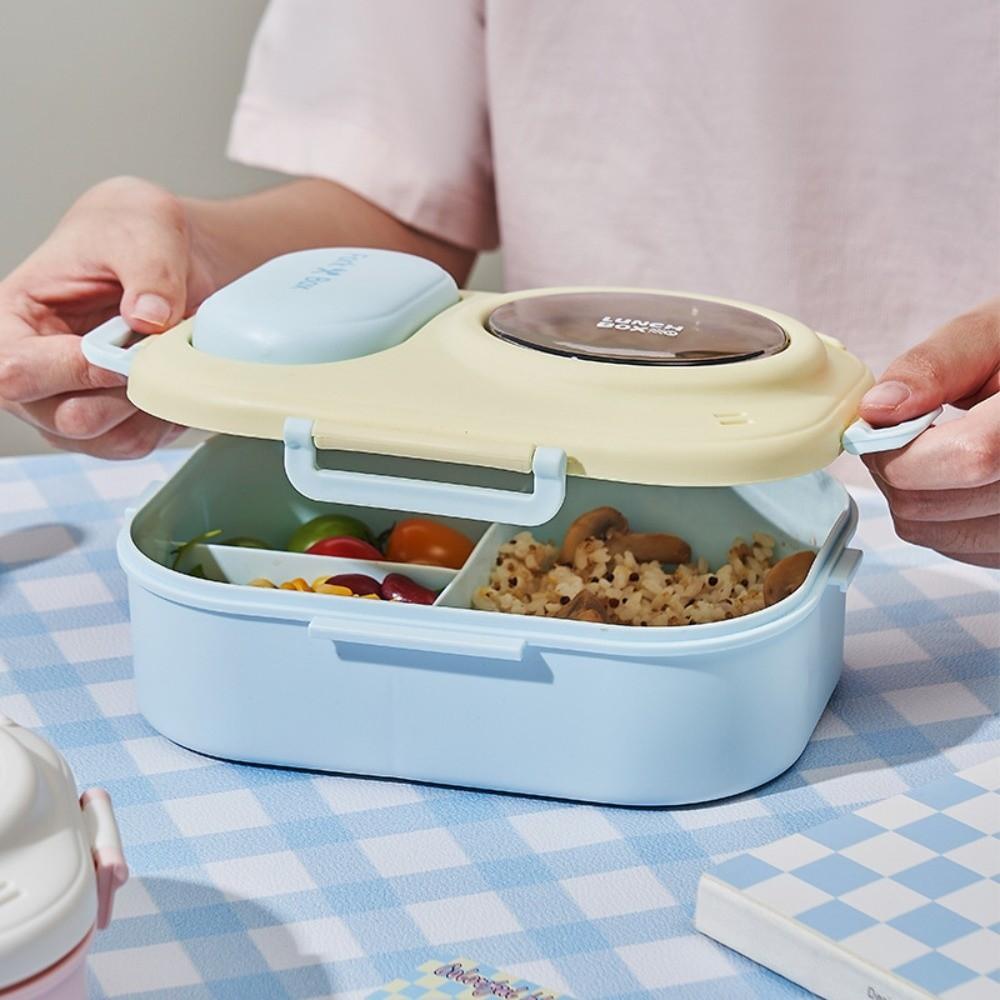 Leak-proof 3 grids Lunch Box Sealed Picnic Box Lunch Box with fork spoon  Outdoor Activities