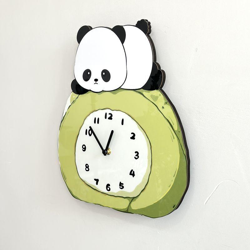 New Panda Cartoon Clock for Home Living Room, Simple Clock Decoration, Quiet, Cute and Creative Wall Clock