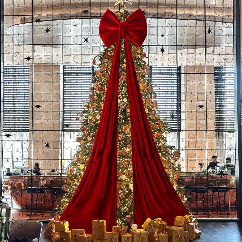 NUCHI Velvet Super Large Christmas Tree Bow Decoration Pendant