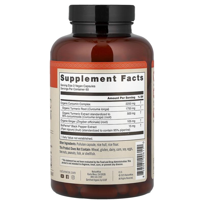Organic Turmeric Curcumin, 180 Vegan Capsules